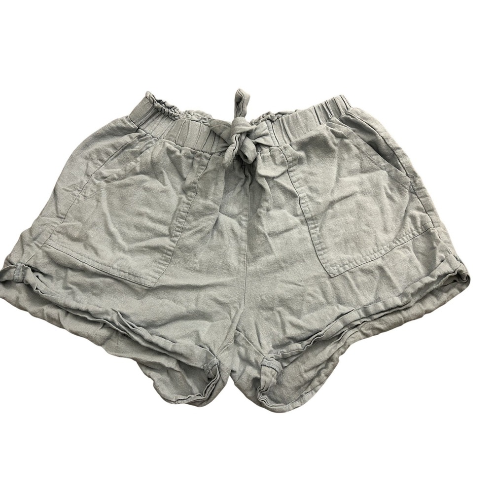 Charlotte Russe Shorts Womens Medium‎ Blue Excellent Linen Blend Paperbag Waist